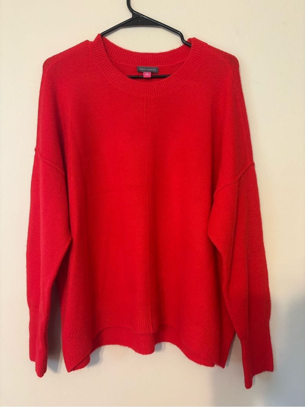 Vince Camuto Long Sleeve Crew Neck Red Pullover Sweater Women's Size L Holiday